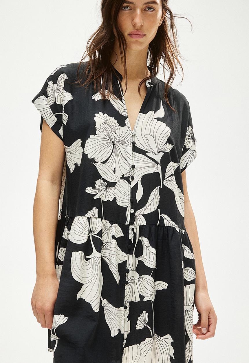 H&M - Crinkled tunic dress - black & white