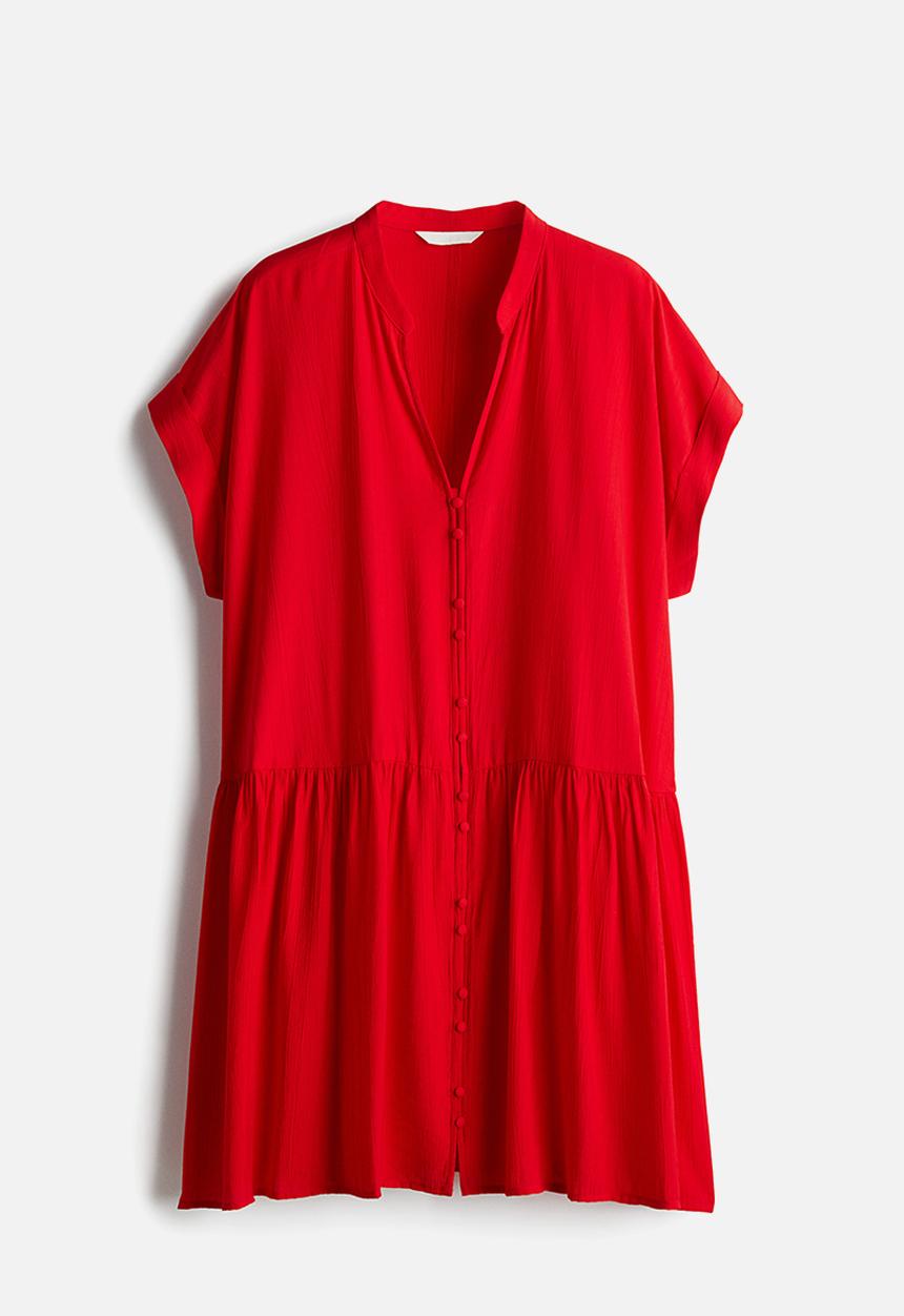 H&M - Crinkled tunic dress - red