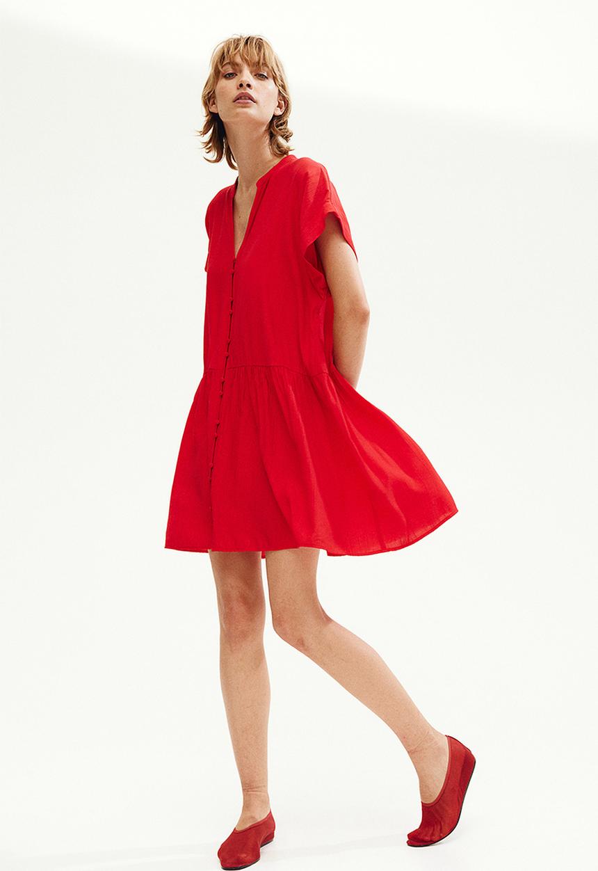 H&M - Crinkled tunic dress - red