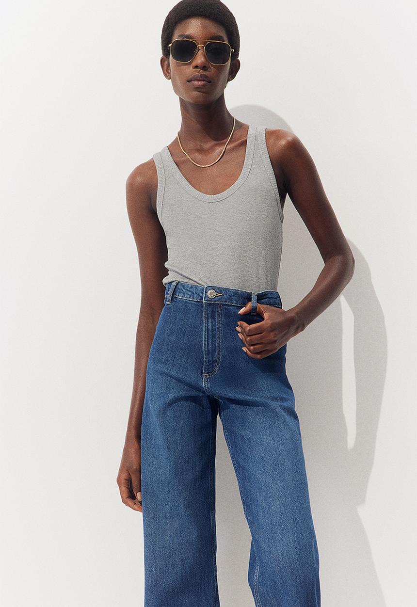 H&M - Cropped twill trousers - blue