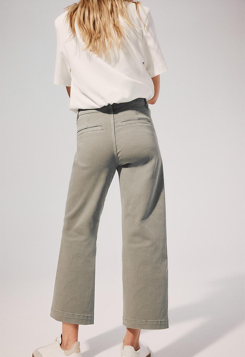 H&M - Cropped twill trousers - green