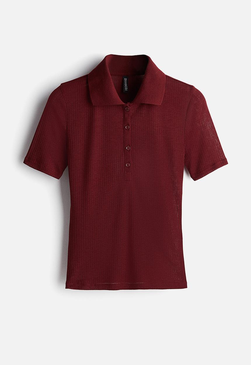 H&M - Ribbed polo shirt - red