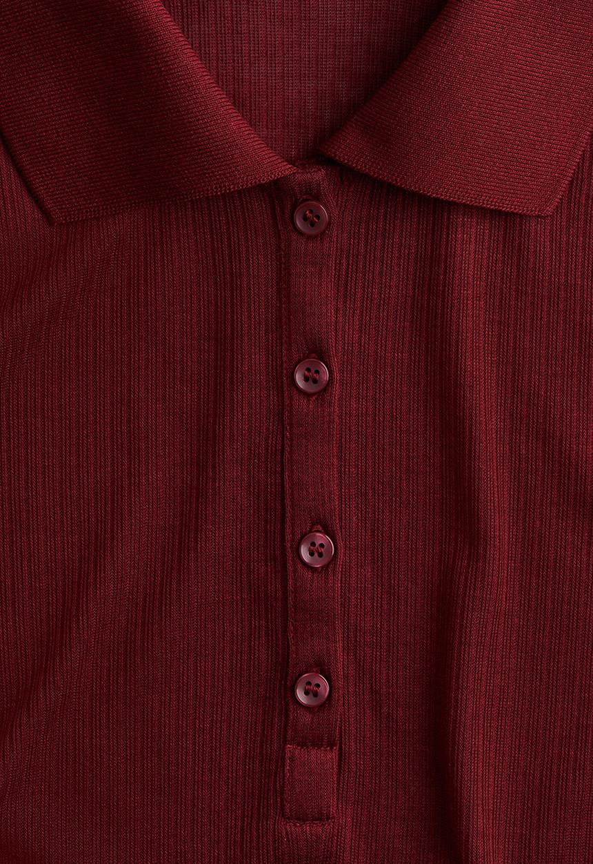 H&M - Ribbed polo shirt - red