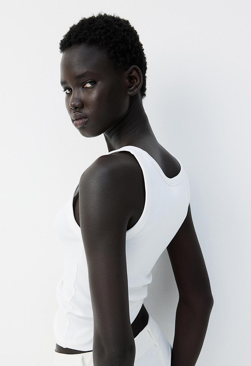 H&M - Ribbed vest top - white