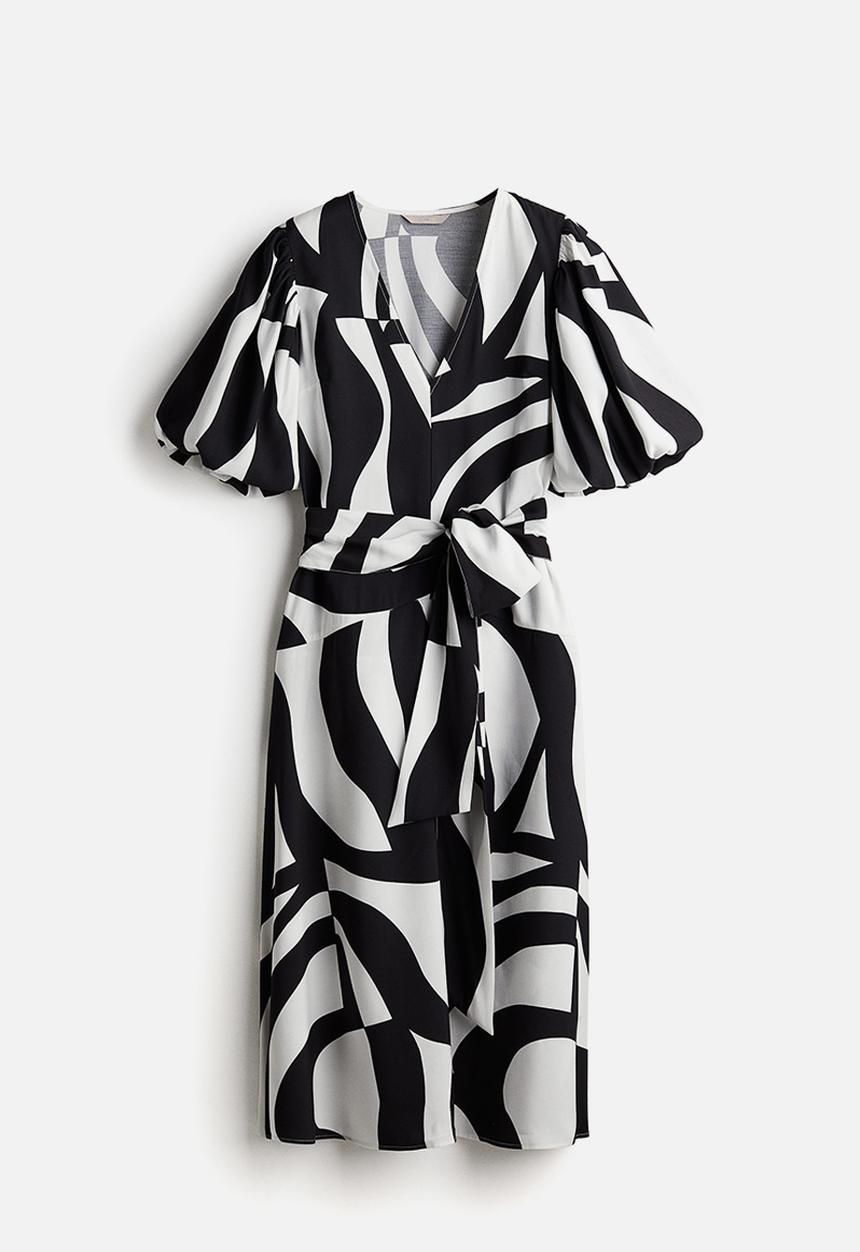 H&M - Tie-belt dress - white & black