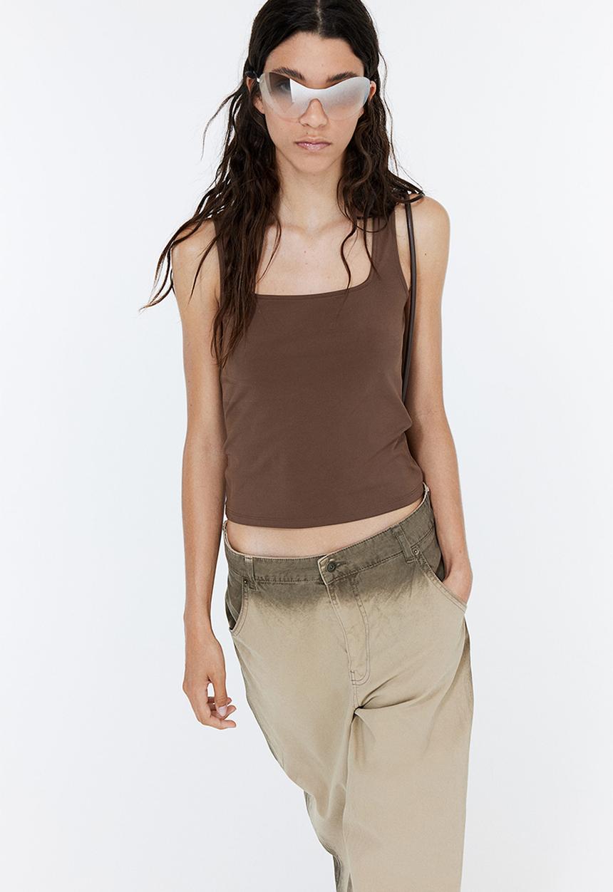 H&M - Square-neck vest top - brown