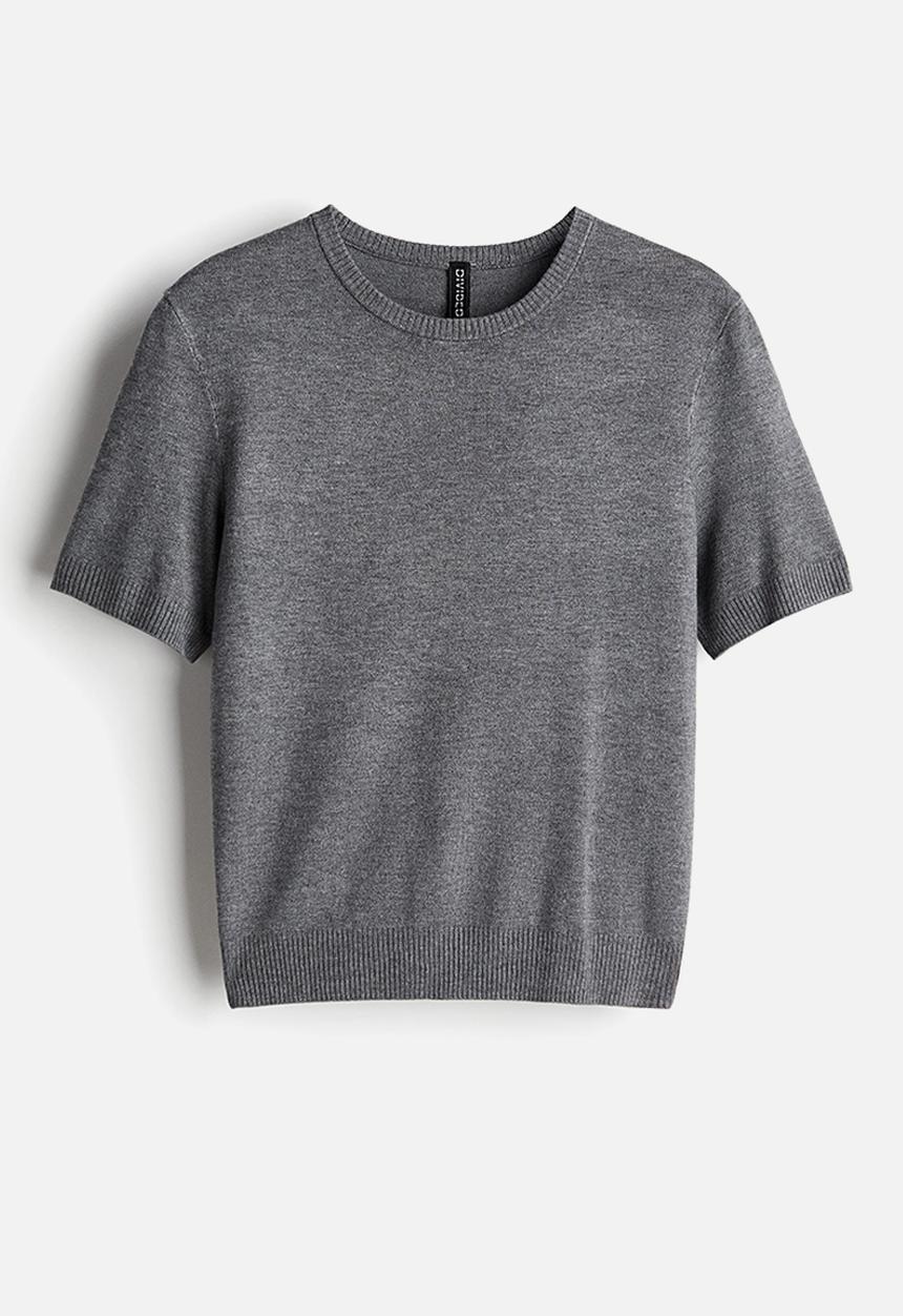 H&M - Fine-knit t-shirt - dark grey marl