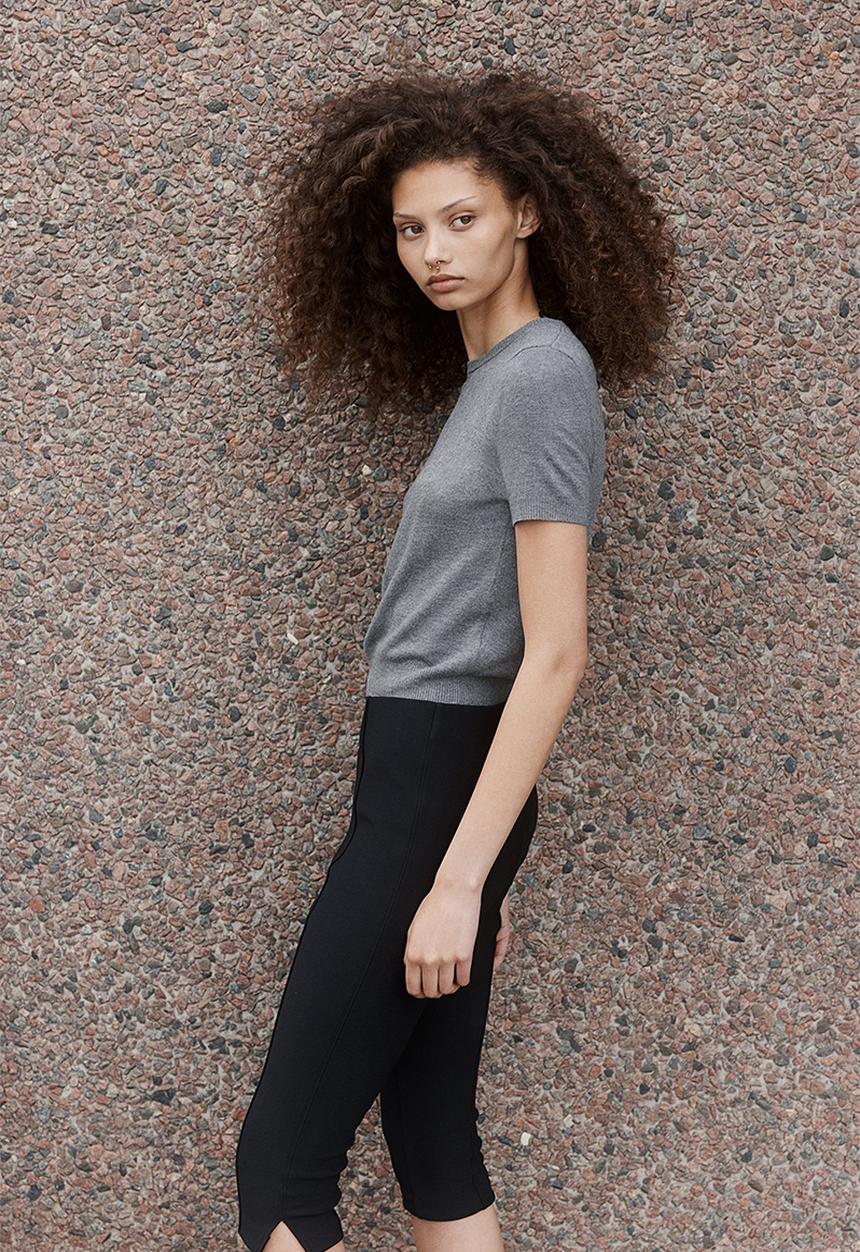 H&M - Fine-knit t-shirt - dark grey marl