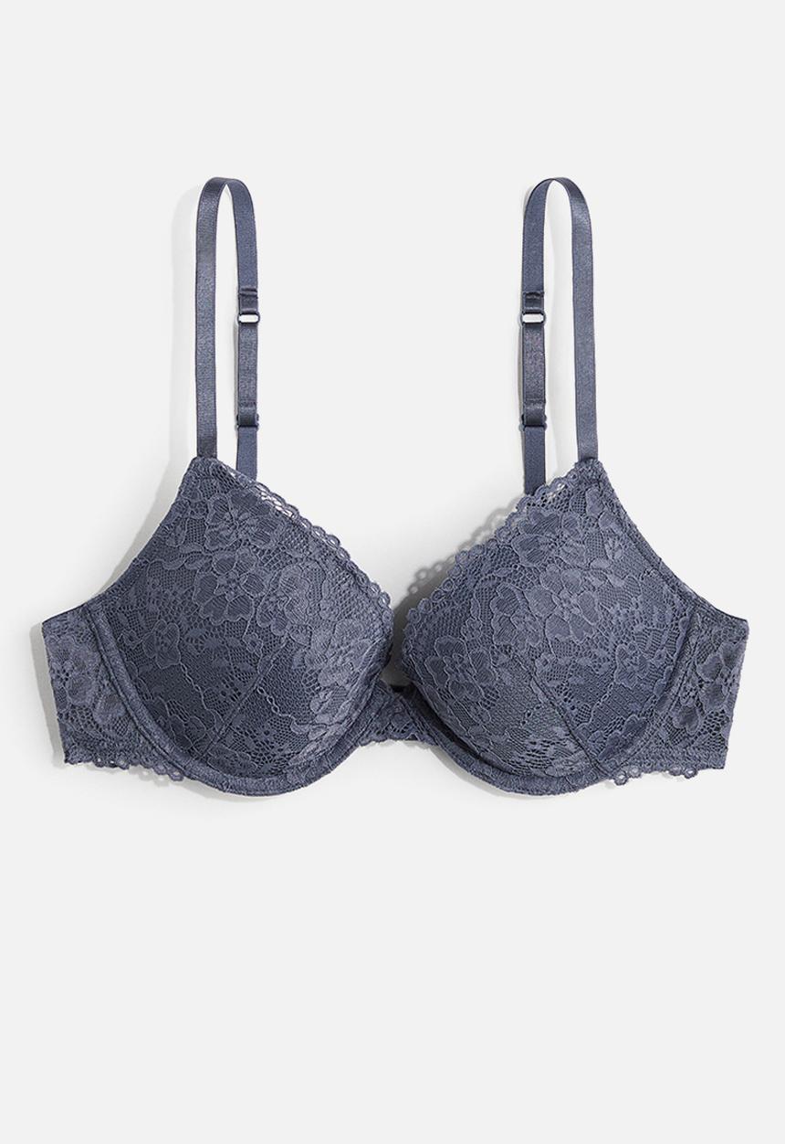 H&M - Lace push-up bra - pigeon blue