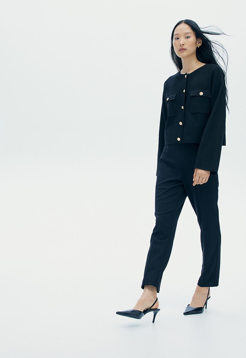 H&M - Tapered jersey trousers - black