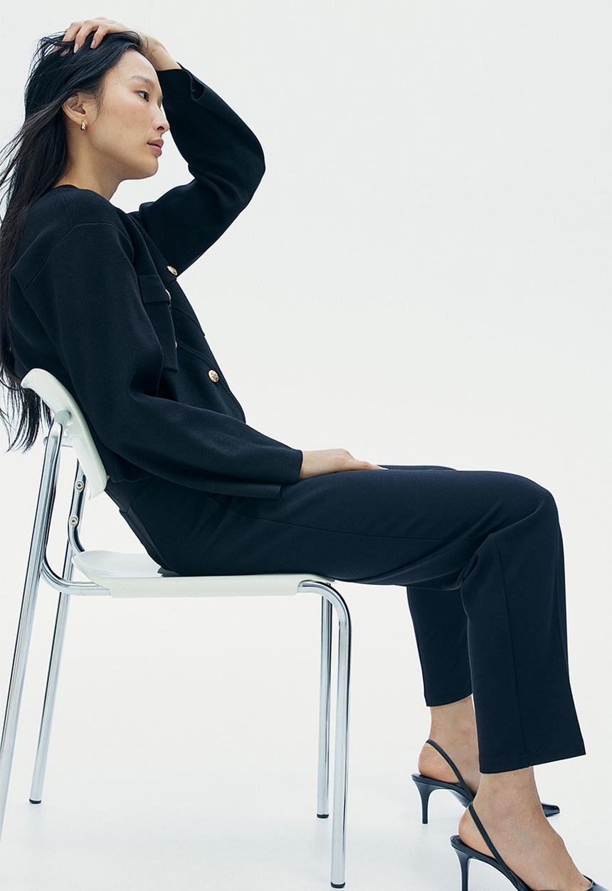 H&M - Tapered jersey trousers - black