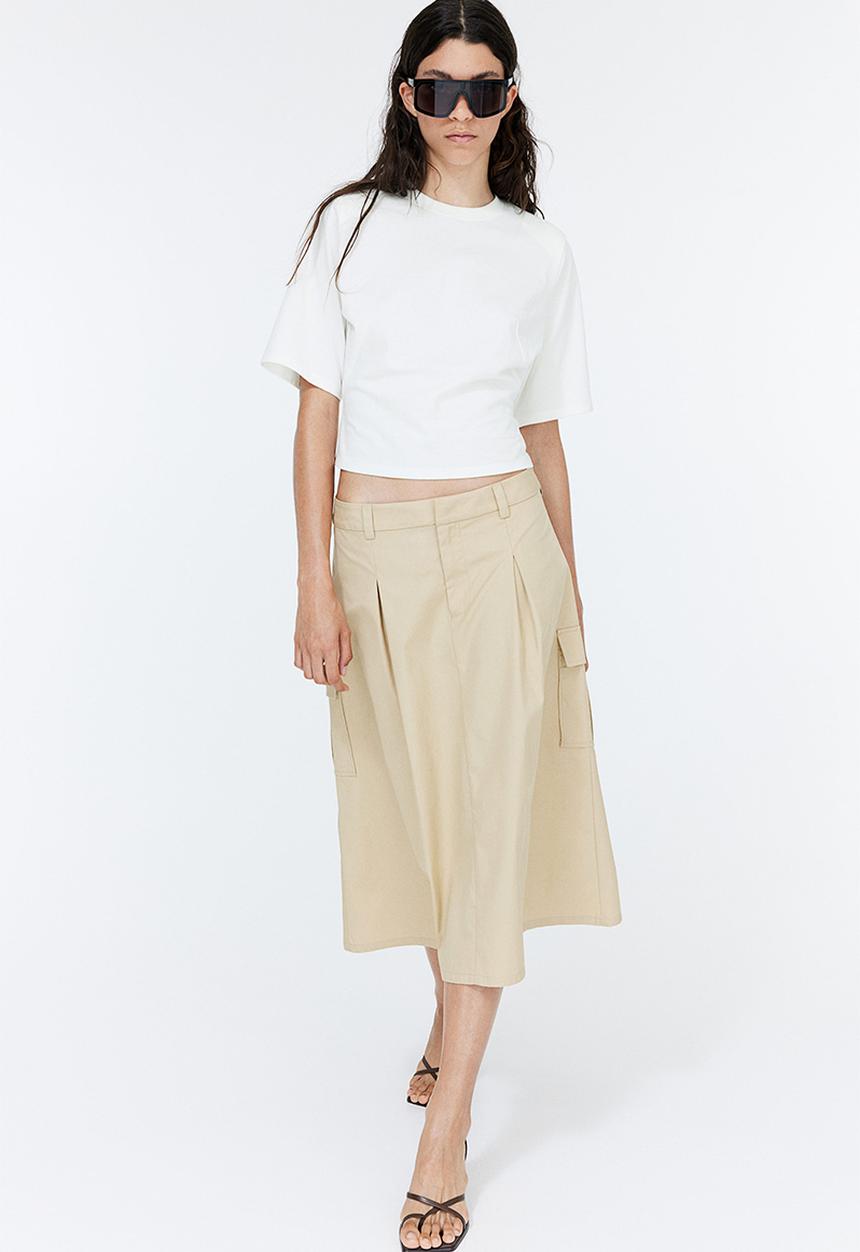 H&M - Shoulder-pad T-shirt - white