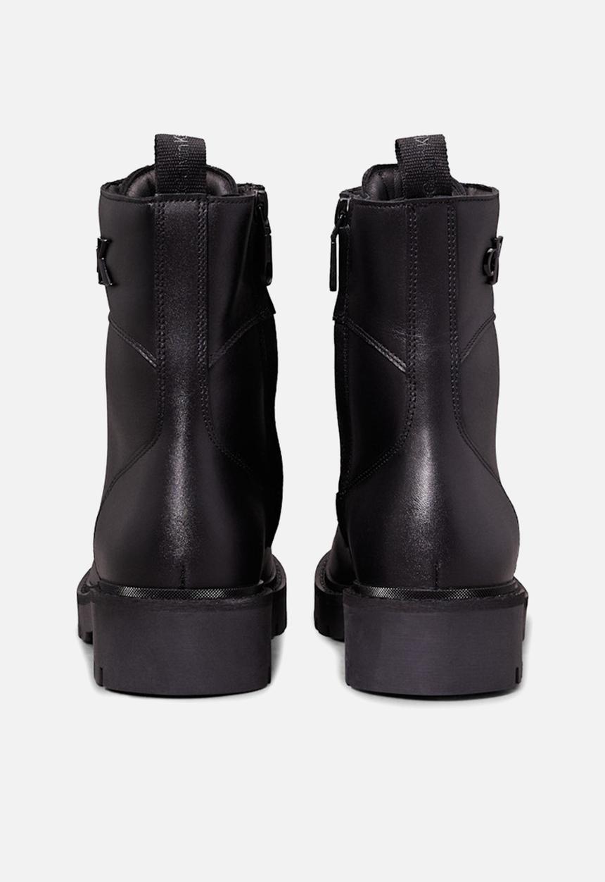 Calvin Klein - Combat leather mid calf boot - triple black