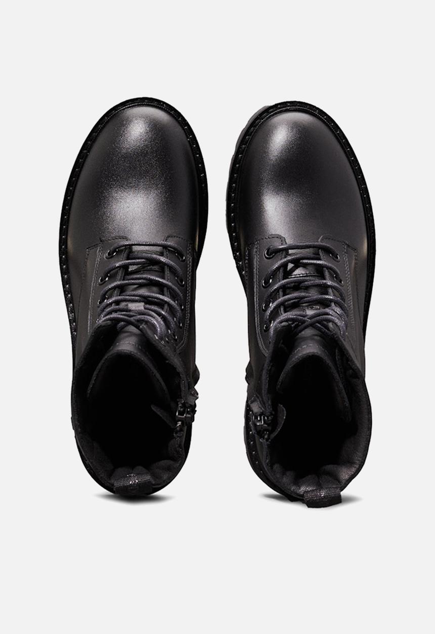 Calvin Klein - Combat leather mid calf boot - triple black