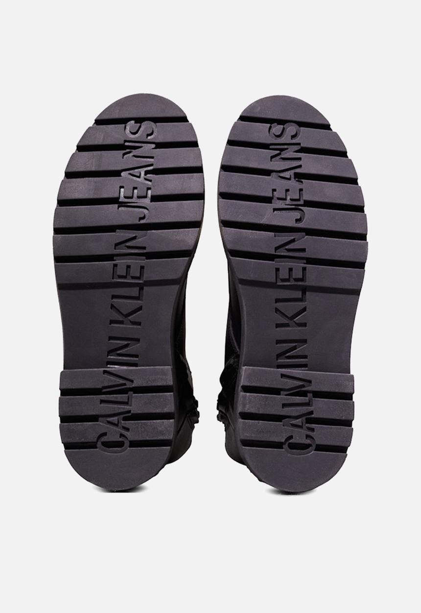 Calvin Klein - Combat leather mid calf boot - triple black