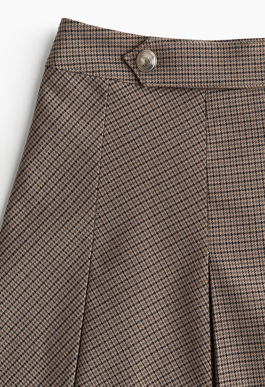 H&M - Pleated mini skirt - beige & checked 