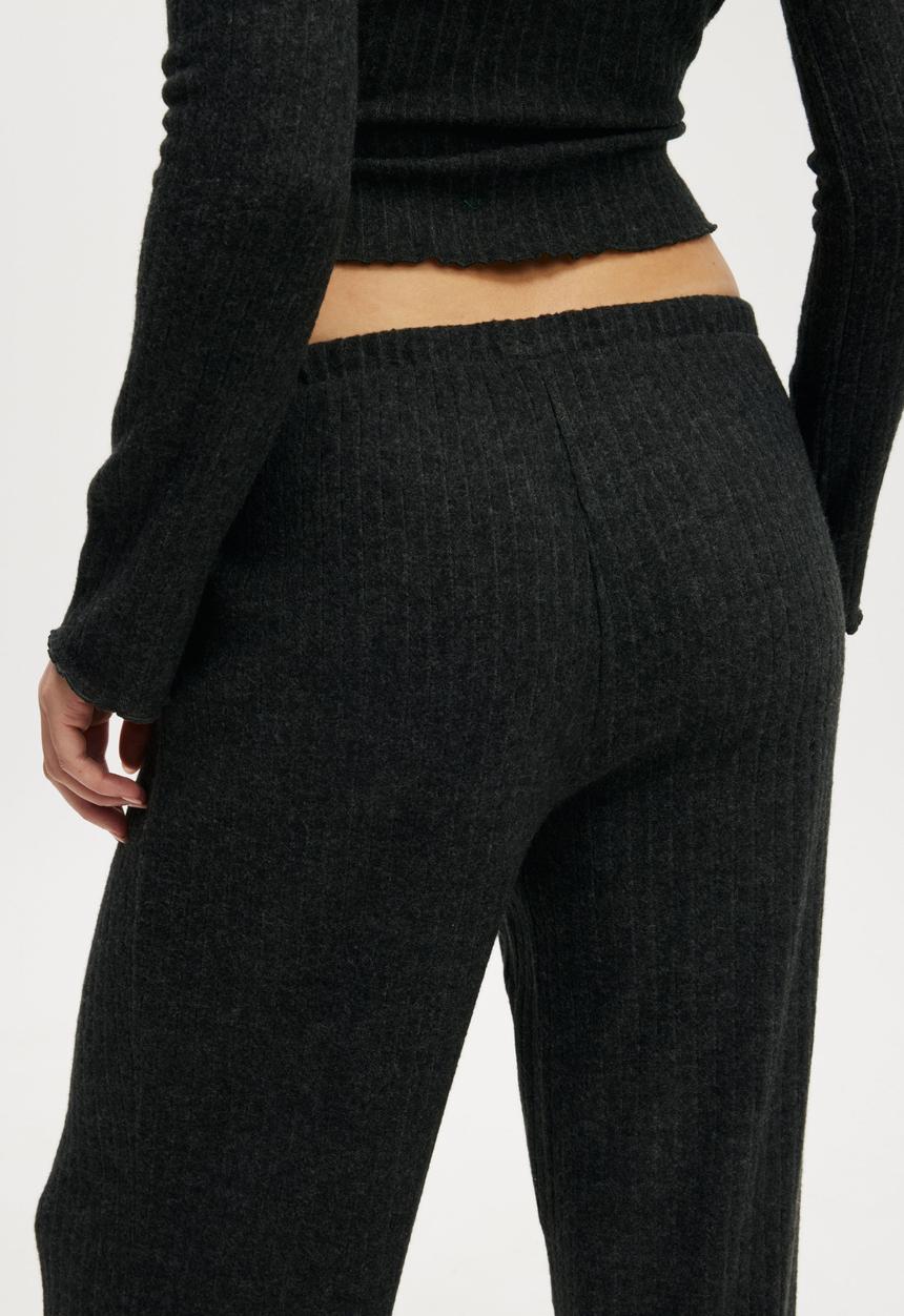 Cotton On - Super Soft Ribbed Straight Leg Pant - Ebony Marle