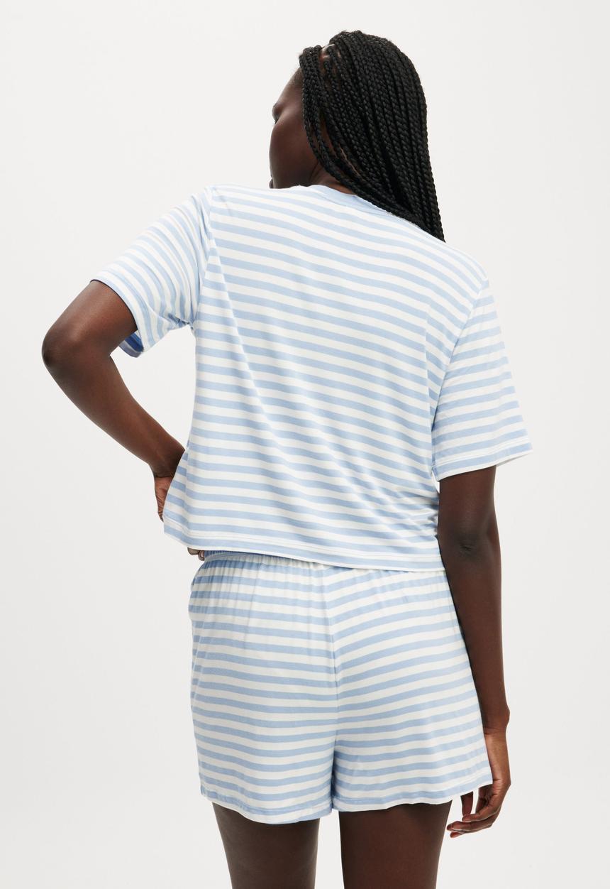 Cotton On - So Soft Short Sleeve Jersey Sleep Set - Windsurfer Claire Stripe