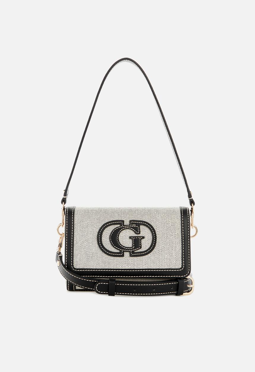 GUESS - Sebina flap shoulder bag - natural/black