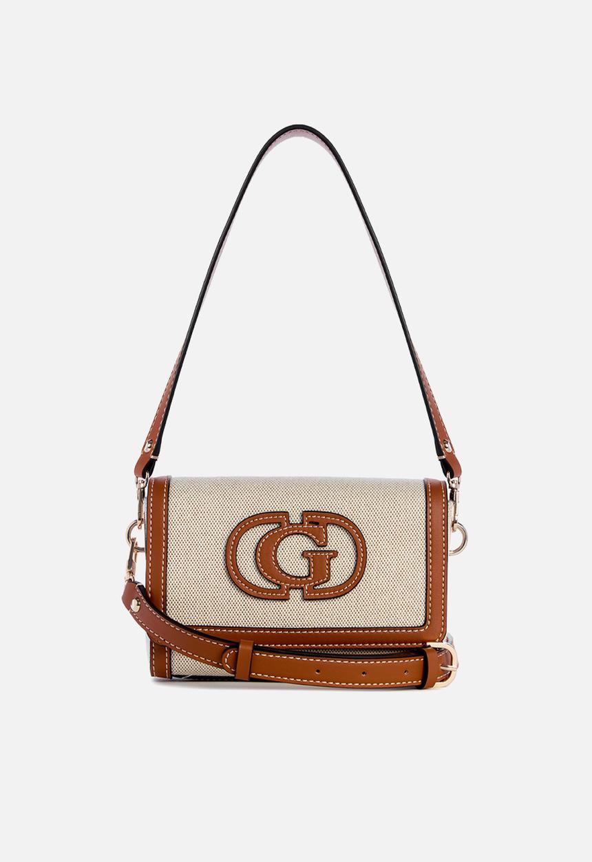 GUESS - Sebina flap shoulder bag - natural/caramel
