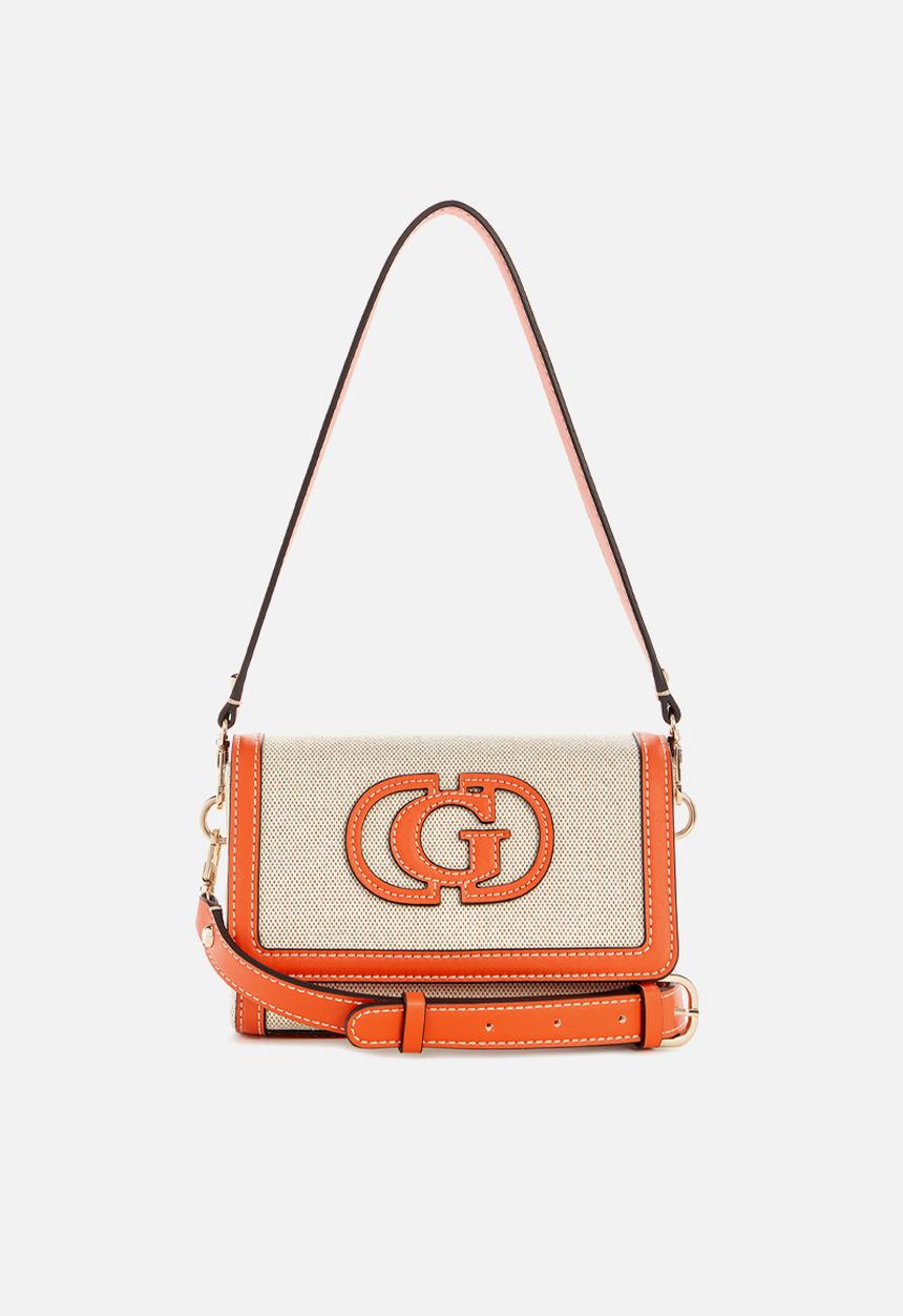 GUESS - Sebina flap shoulder bag - natural/orange