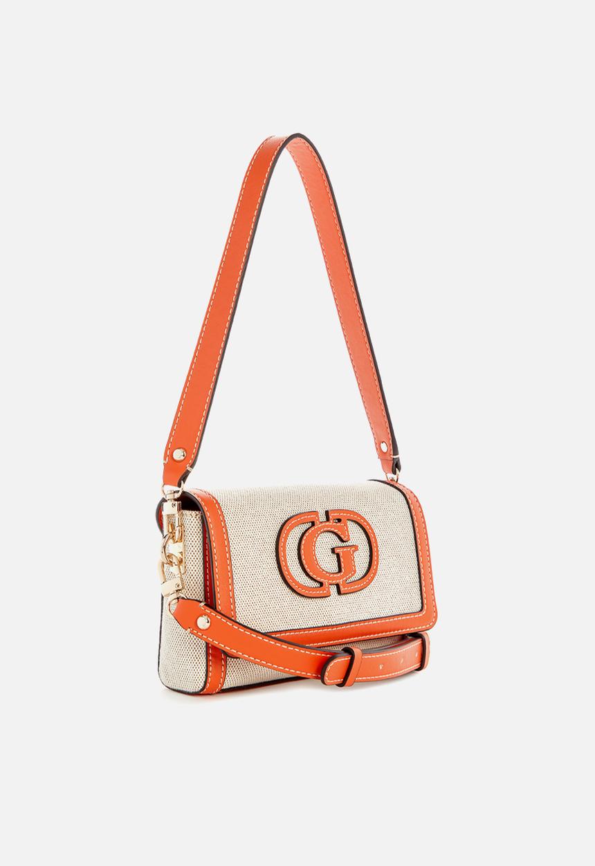 GUESS - Sebina flap shoulder bag - natural/orange