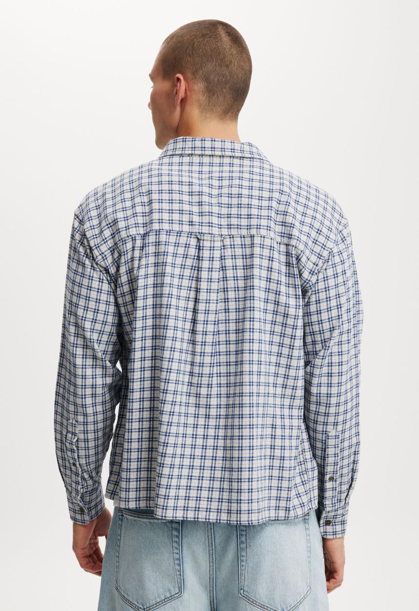 Cotton On - Tribeca Long Sleeve Shirt - Navy Mini Check