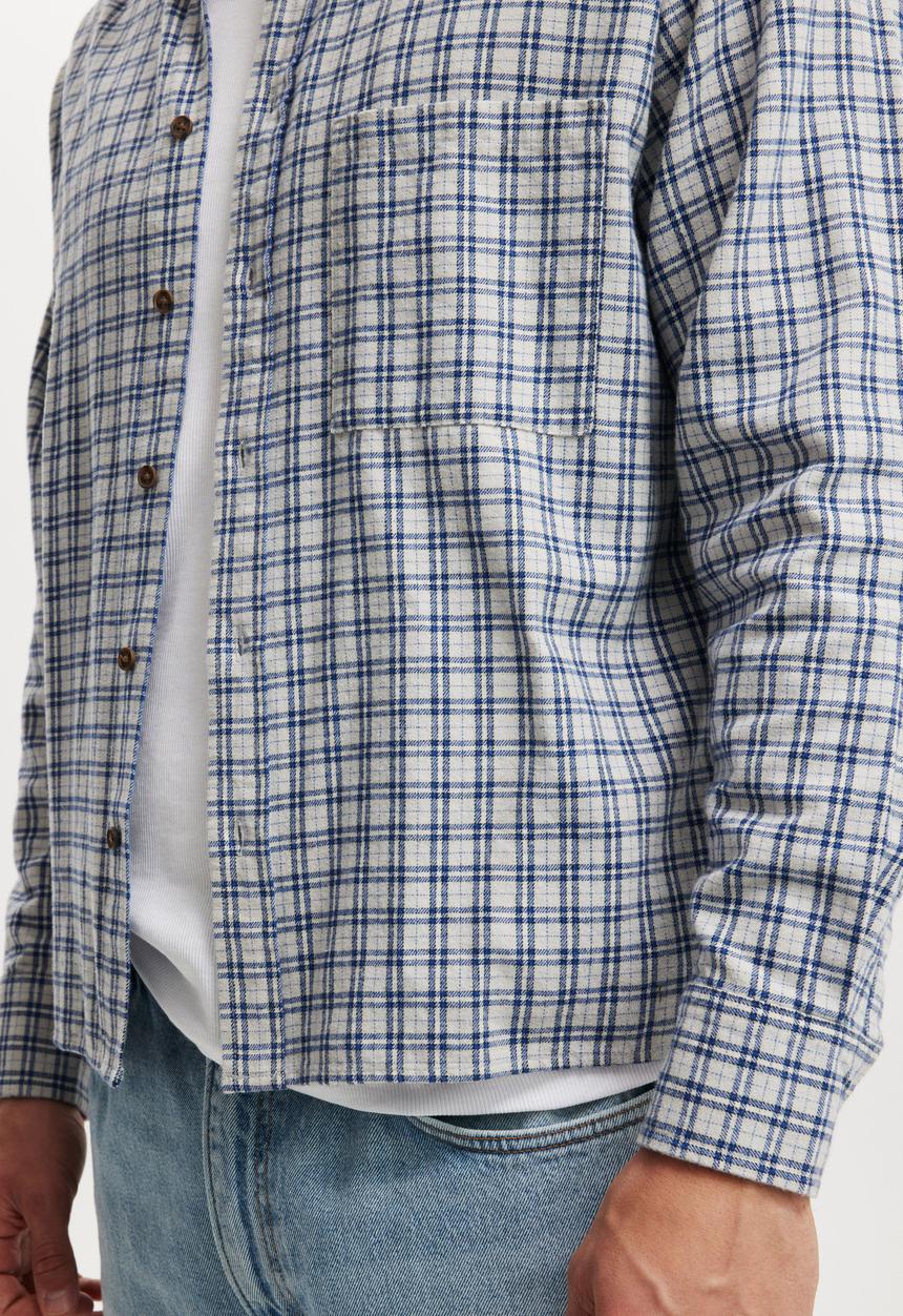 Cotton On - Tribeca Long Sleeve Shirt - Navy Mini Check