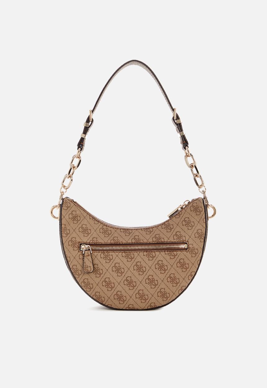 GUESS - Orlina logo top zip shldr bag - latte logo/brown