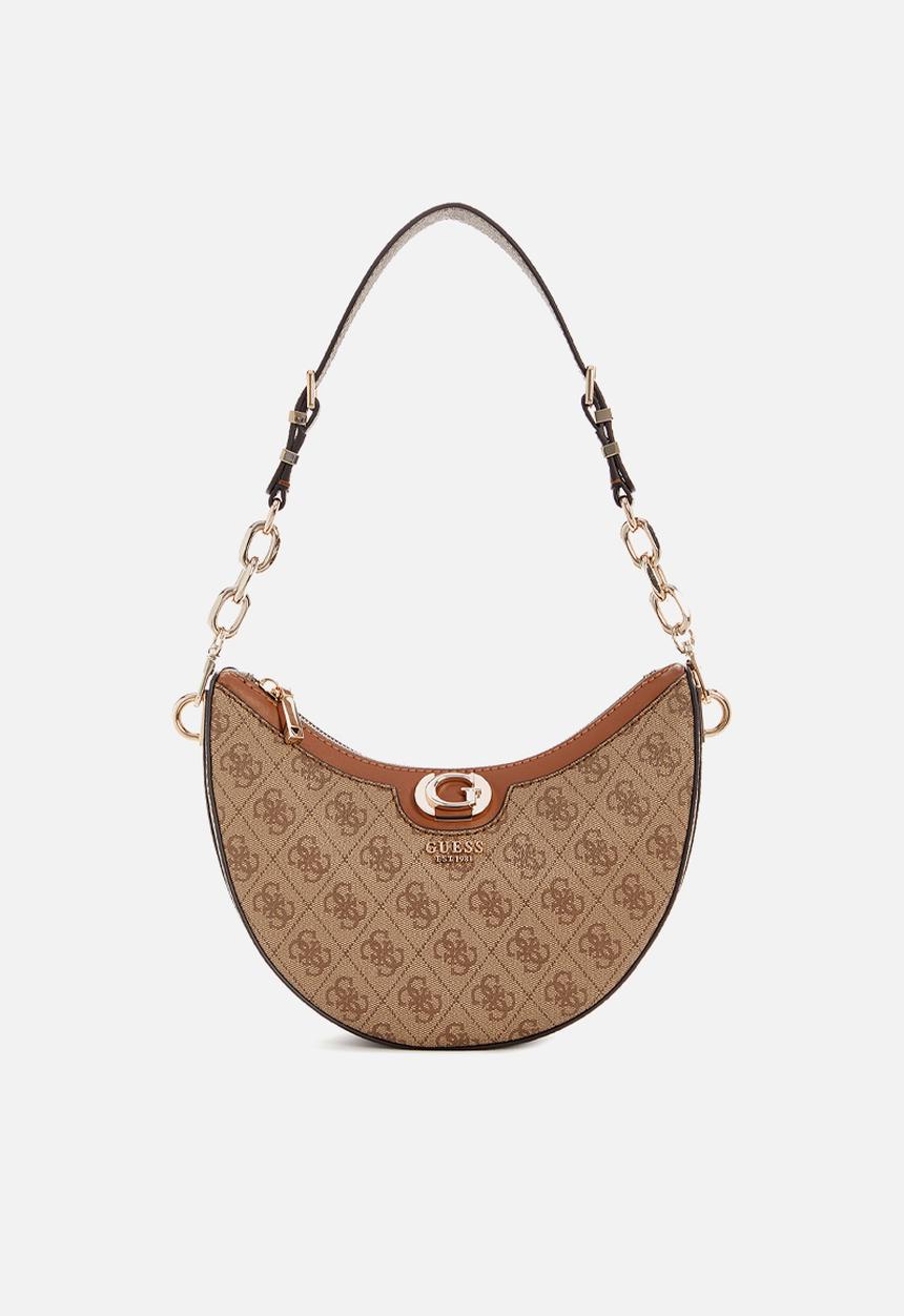 GUESS - Orlina logo top zip shldr bag - latte logo/brown