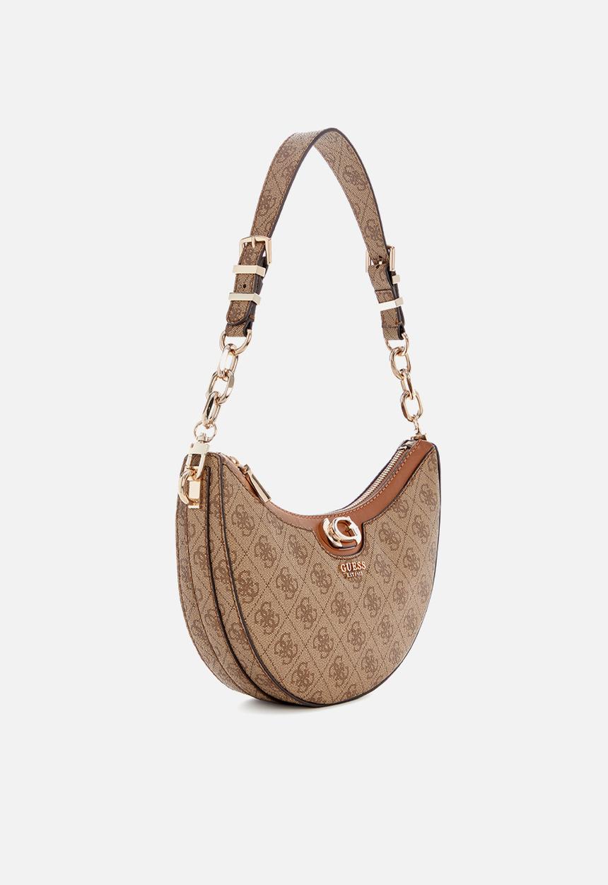 GUESS - Orlina logo top zip shldr bag - latte logo/brown