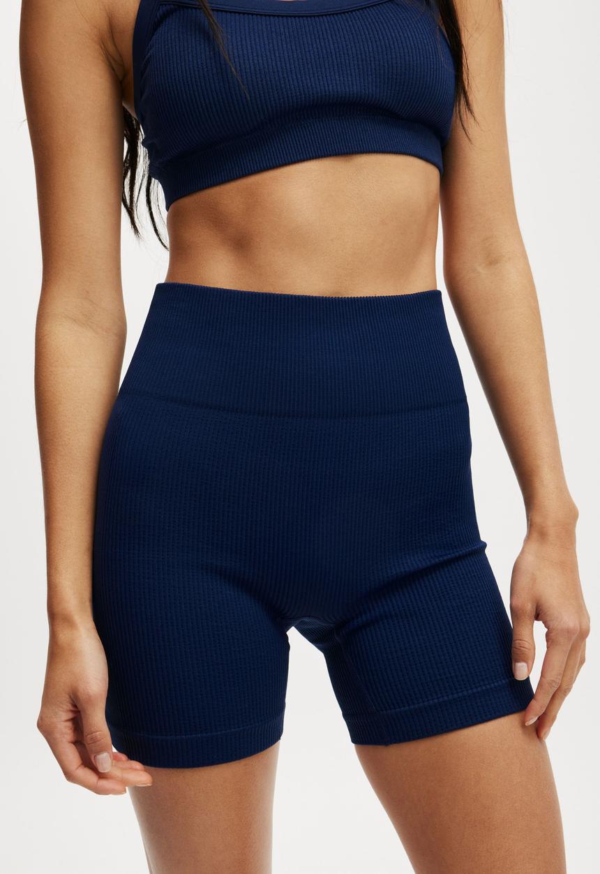 Cotton On - Seamless Rib Bike Short - Heritage Blue
