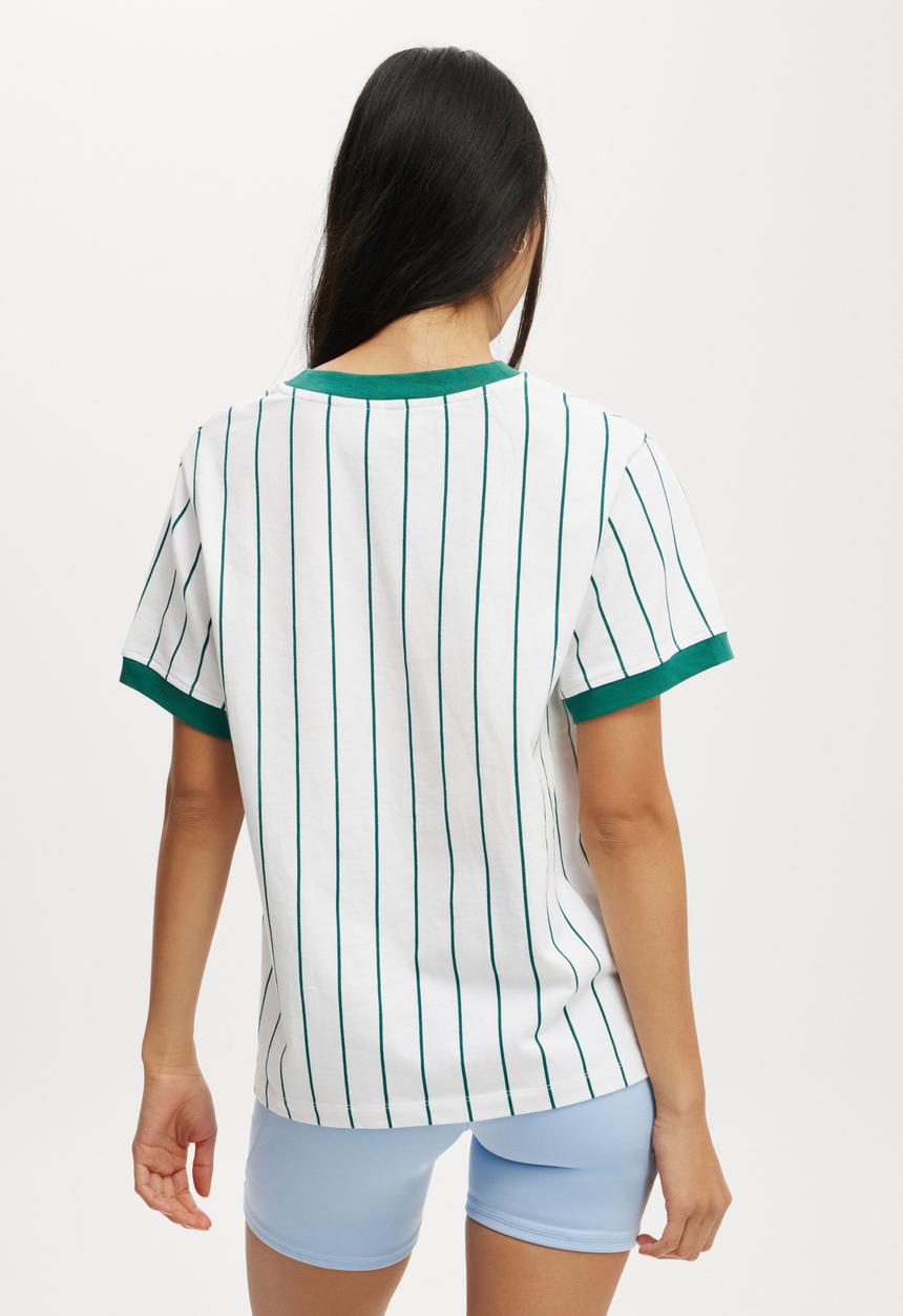 Cotton On - Active V Neck T-Shirt - Alpine Green Stripe / Lcn Miffy
