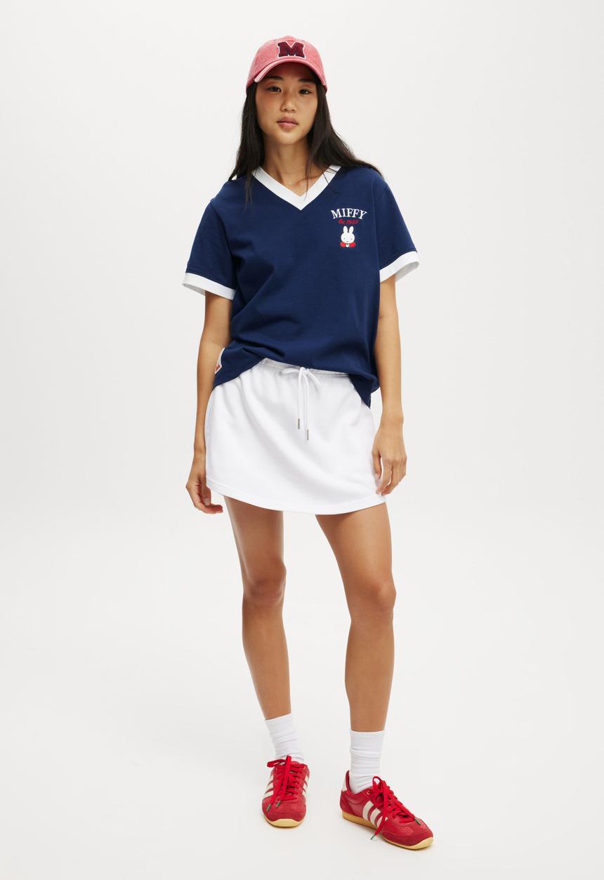 Cotton On - Active V Neck Tshirt - Heritage Blue Stripe / Lcn Miffy