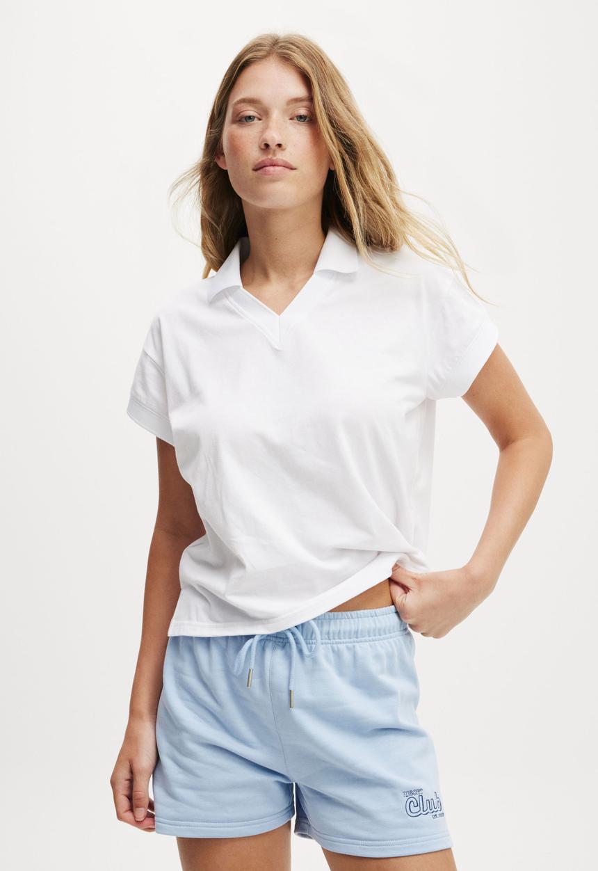 Cotton On - Active Graphic Polo T-Shirt - White / Resort Club