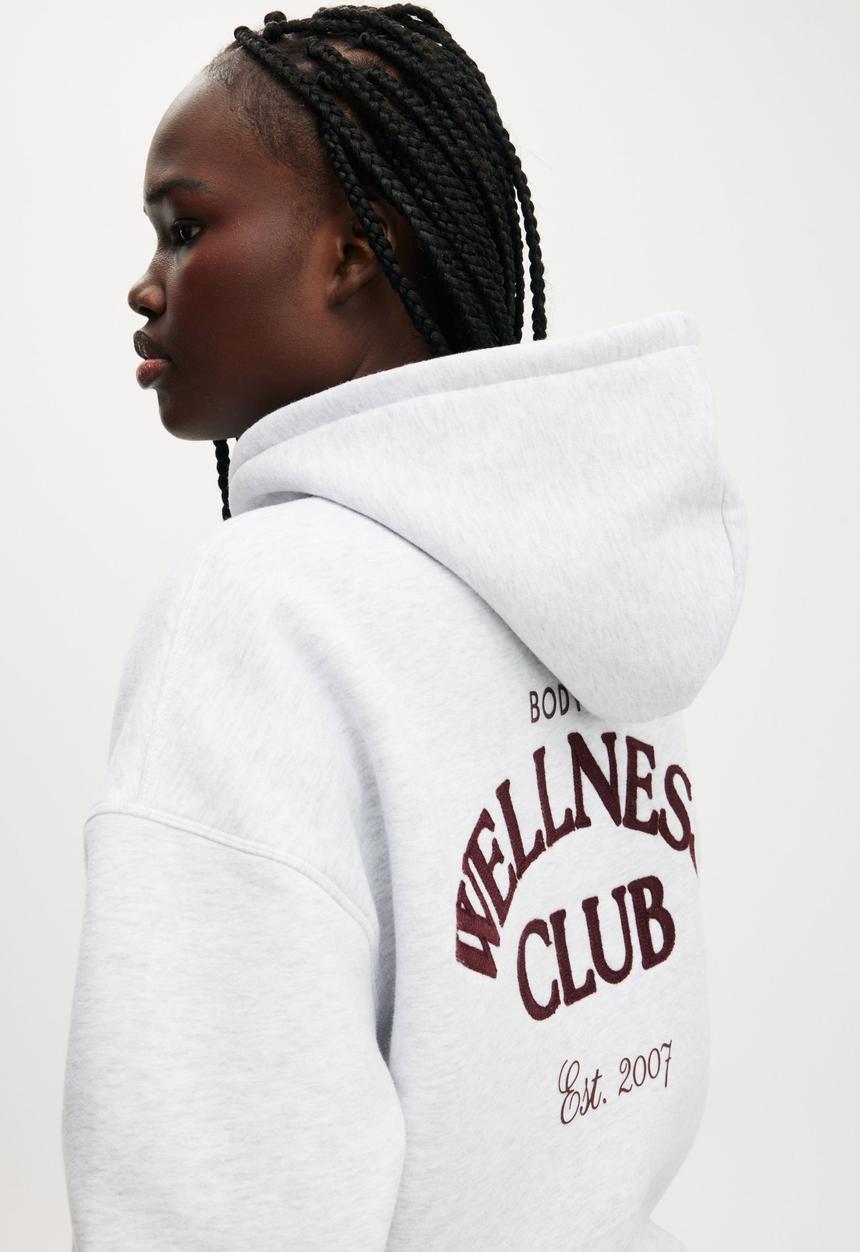 Plush Premium Graphic Hoodie - Cloudy Grey Marle/Heritage Wellness