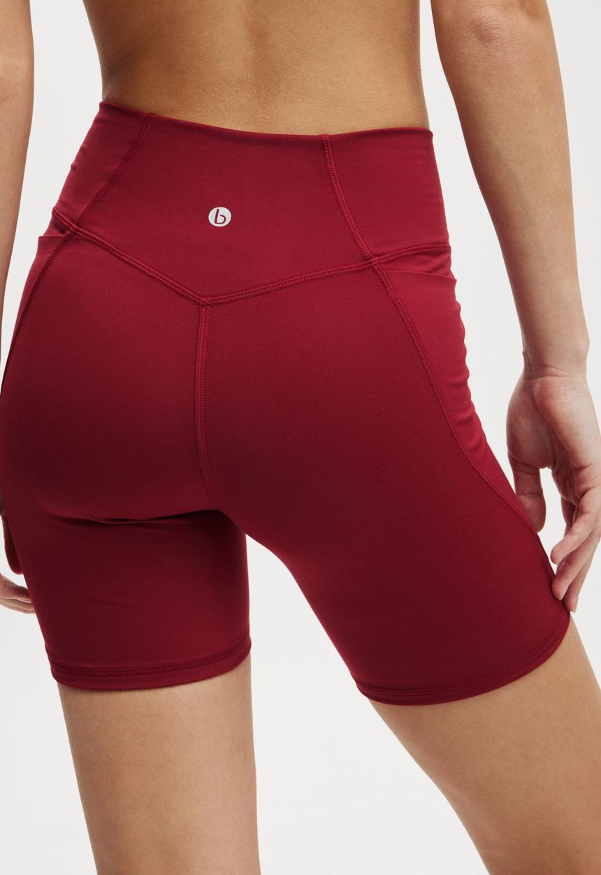 Cotton On - Ultra Soft Side Pocket Bike Short - Deep Red