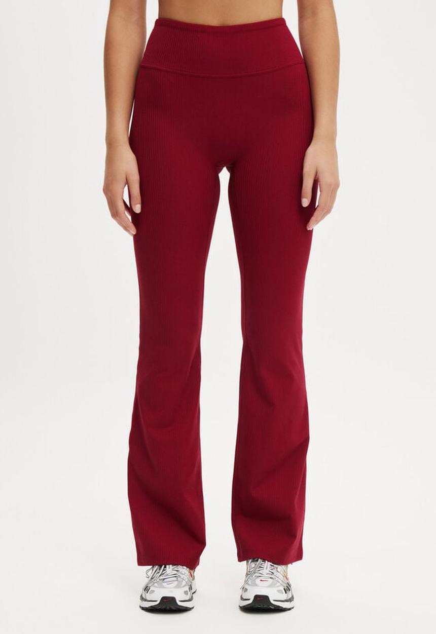Cotton On - Reform Rib Flare - Deep Red