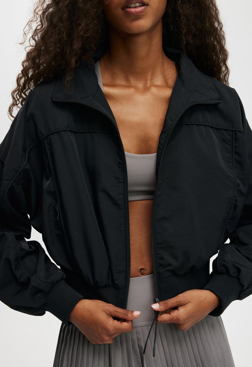 Cotton On - Baseline Cropped Rib Panelled Anorak - Black