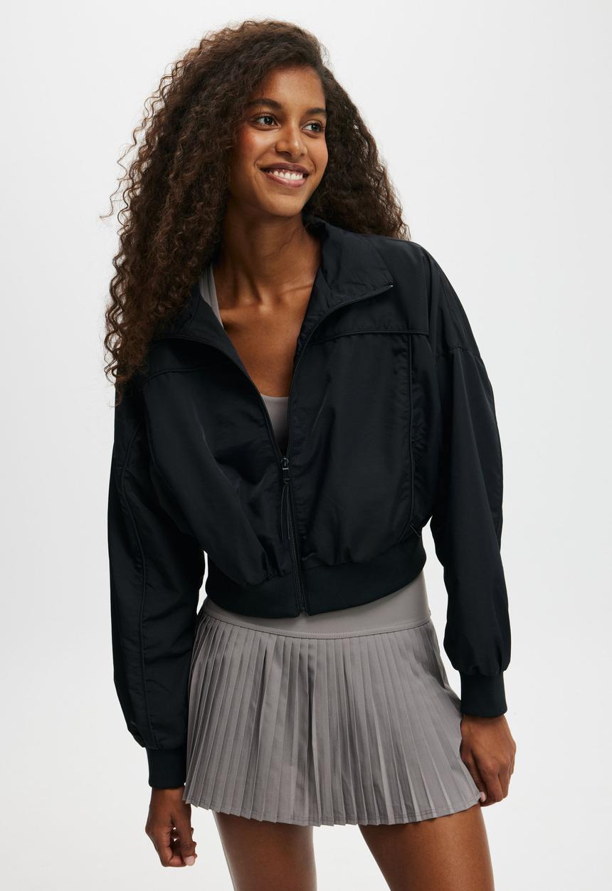Cotton On - Baseline Cropped Rib Panelled Anorak - Black