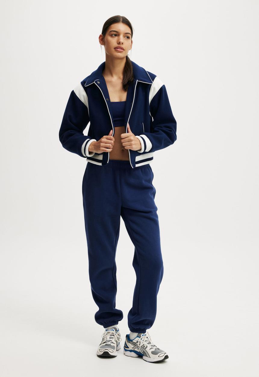 Cotton On - On Field Panelled Bomber Jacket - Heritage Blue