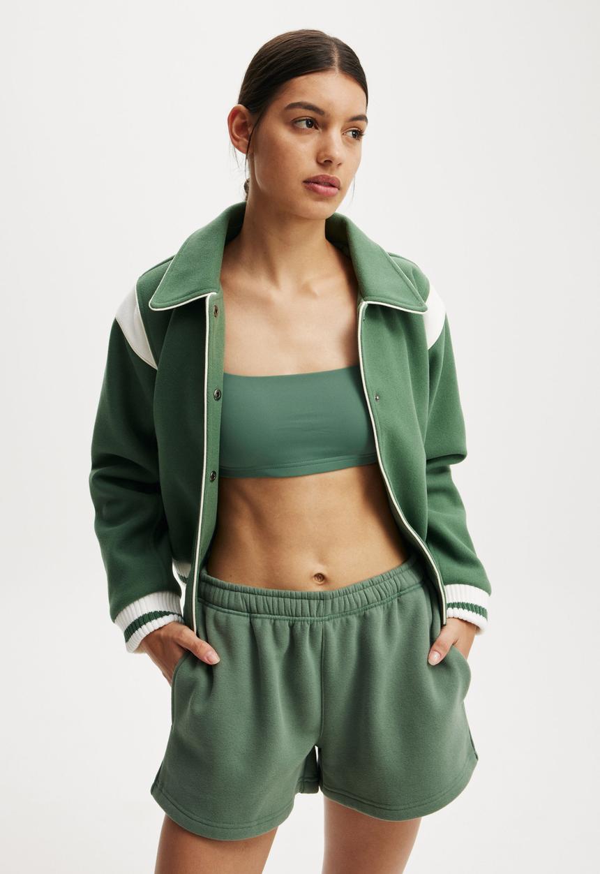 Cotton On - On Field Panelled Bomber Jacket - Emerald Forest