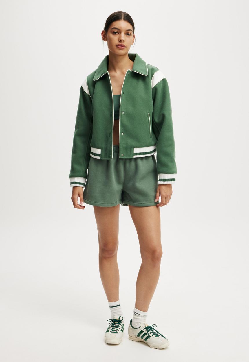 Cotton On - On Field Panelled Bomber Jacket - Emerald Forest