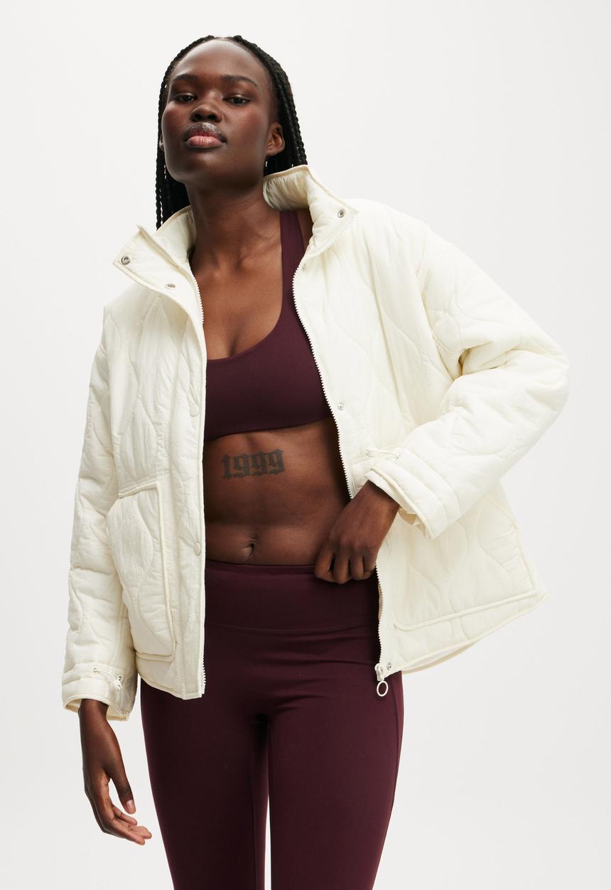 Cotton On - Warm Up Relaxed Lightweight Jacket - Coconut Milk