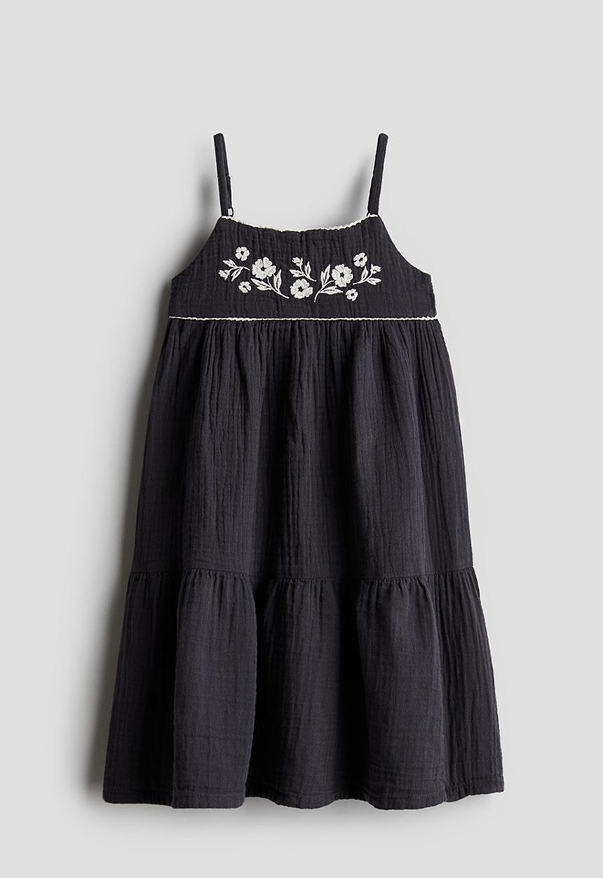 H&M - Tiered muslin dress - grey