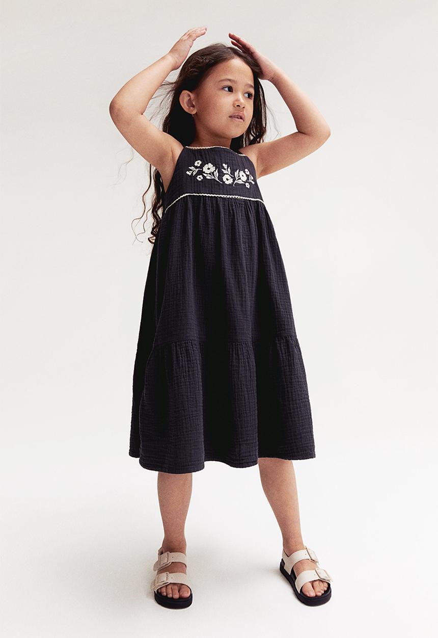 H&M - Tiered muslin dress - grey