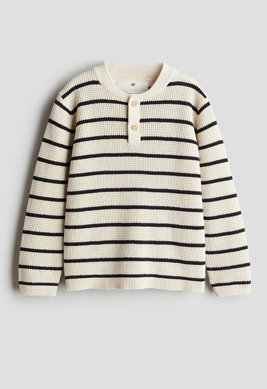 H&M - Waffle-knit henley jumper - white