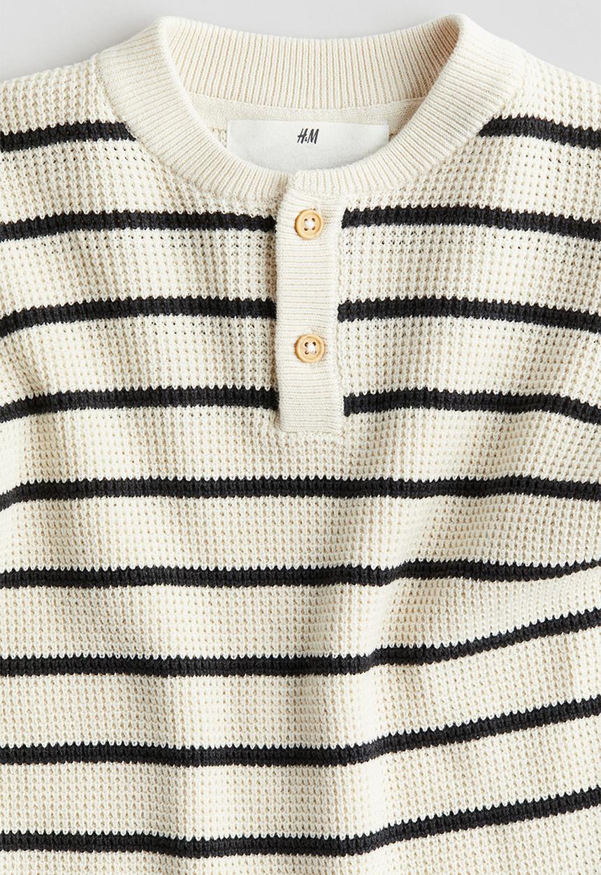 H&M - Waffle-knit henley jumper - white