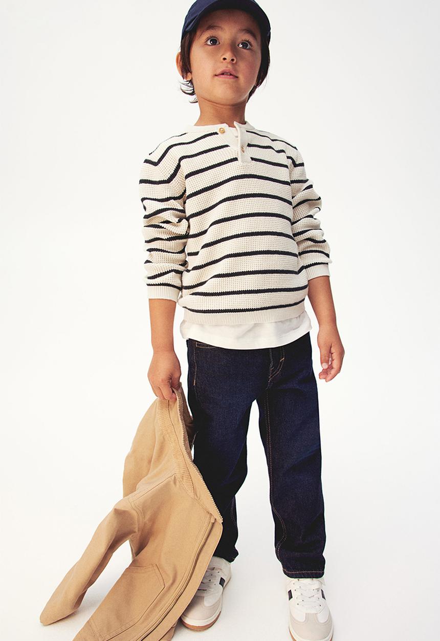 H&M - Waffle-knit henley jumper - white