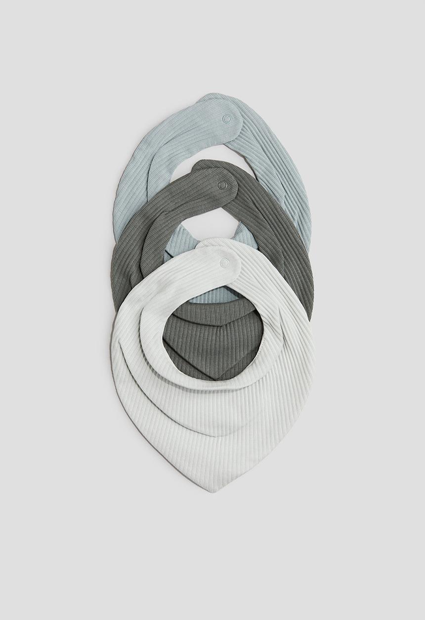 H&M - 3-Pack ribbed triangular scarves - light turquoise/dark green